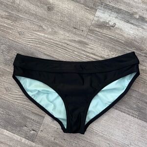Prana Black and Light Blue Bikini Bottoms, Size M